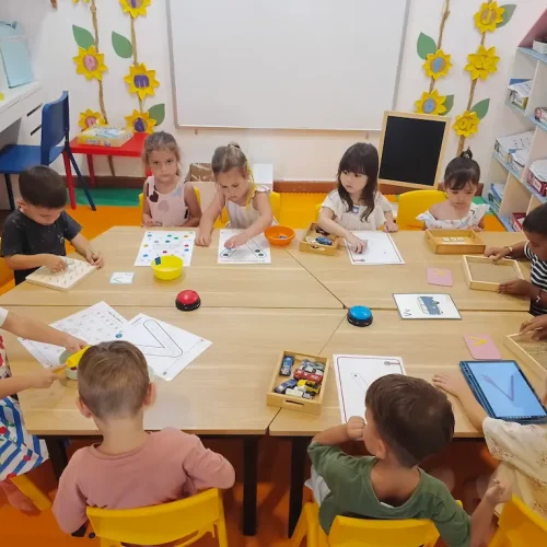 British EYFS curriculum classroom activity at an international preschool in Bali