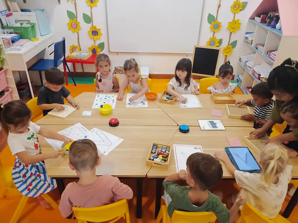 British EYFS curriculum classroom activity at an international preschool in Bali